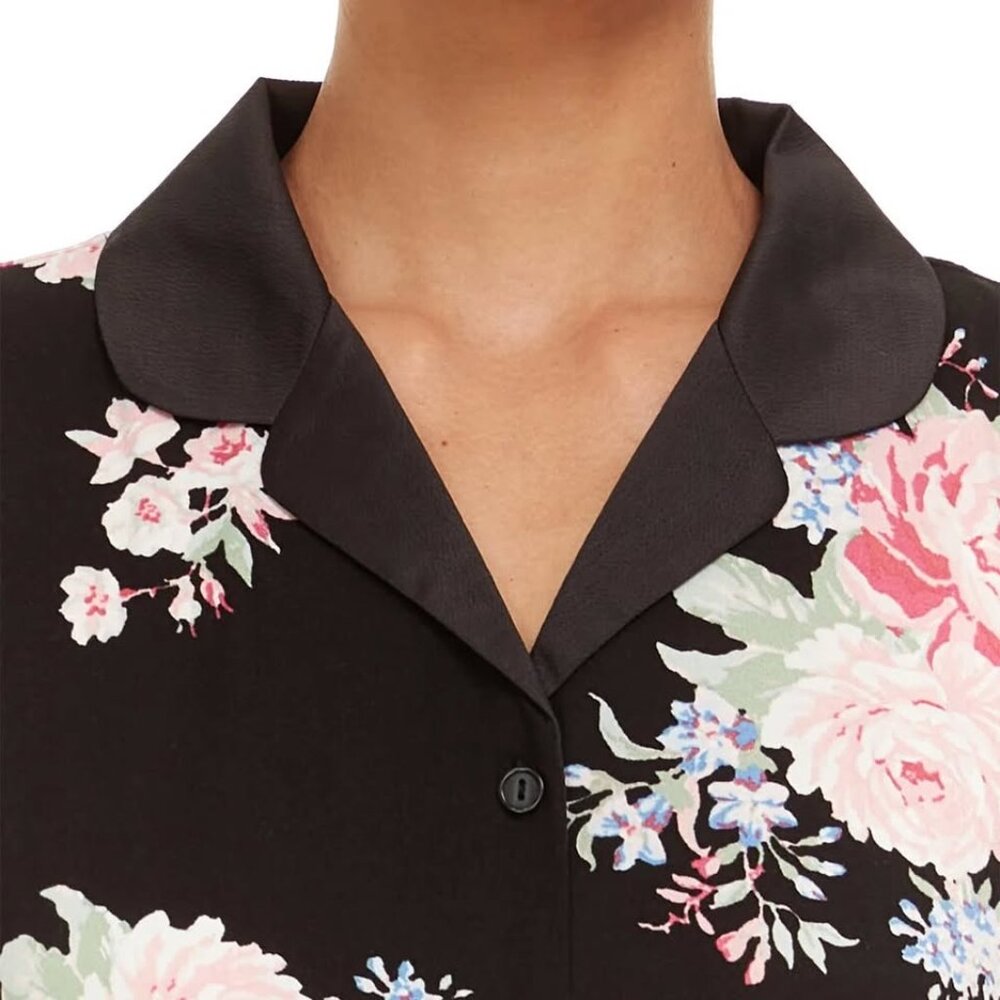 Flora Nikrooz Women's Satin Trim Notch Collar PJ‎ Set - Picture 7 of 7